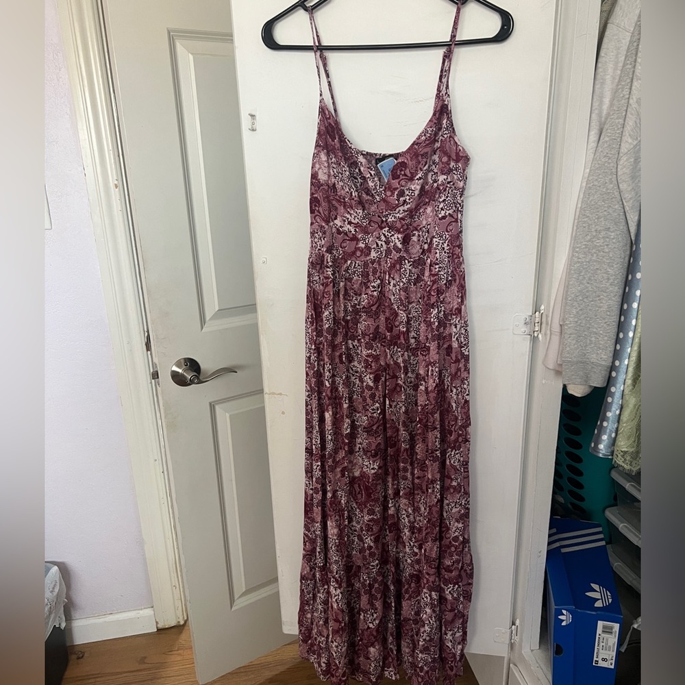 Floral Spaghetti-Strap Maxi Dress - Mauve